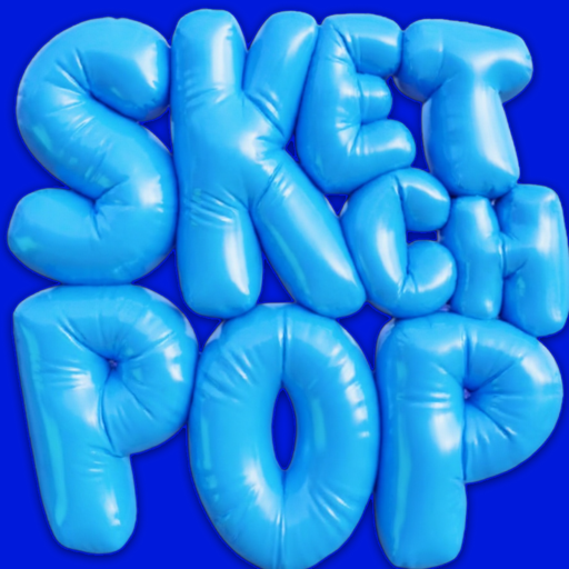 SketchPop app icon: inflated balloon letters spelling Sketch Pop